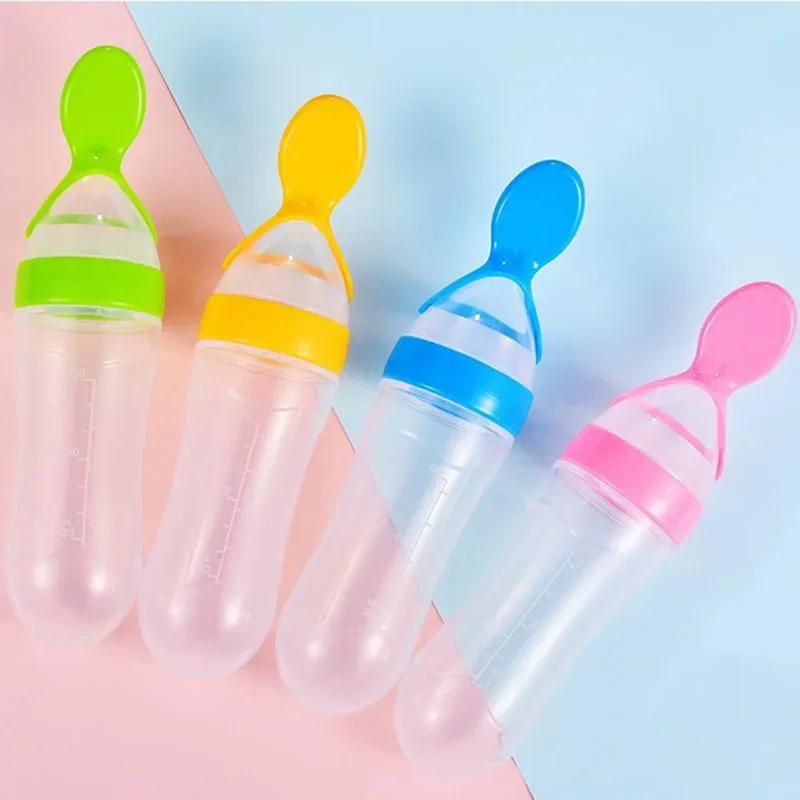 Baby Spoon Squeezing Feeding Bottle Feeder Silicone Spoons for Feeding Kids Toddler Cutlery Utensils Babies Accessories Newborn
