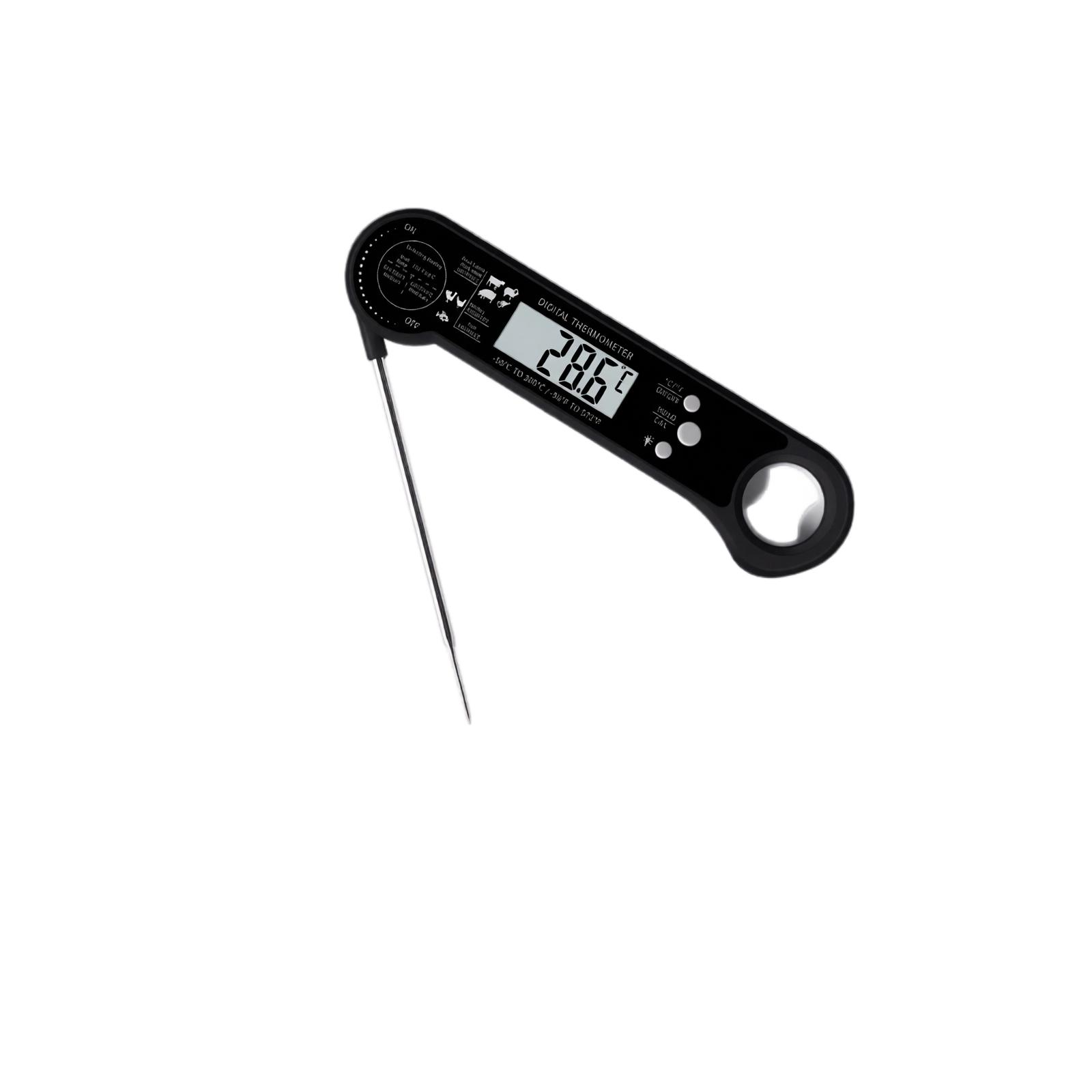 Digital Meat Thermometer with Built-In Bottle Opener Instant Read Food Temperature Gauge for BBQ Cooking Kitchen Use High Accuracy