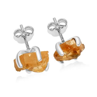 Gelbe Citrin Rohstein Ohrstecker, 925 Sterling Silber, Minimalistische Ohrringe, handgefertigte Ohrstecker Schmuck, Geschenk zu Ostern