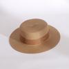 Luxury Elegant Women Summer Straw Hat Flat Top Boater Cap Folds Silk Pearl Decor Hand Weave Wide Brim Sun Hat Panama Fedora