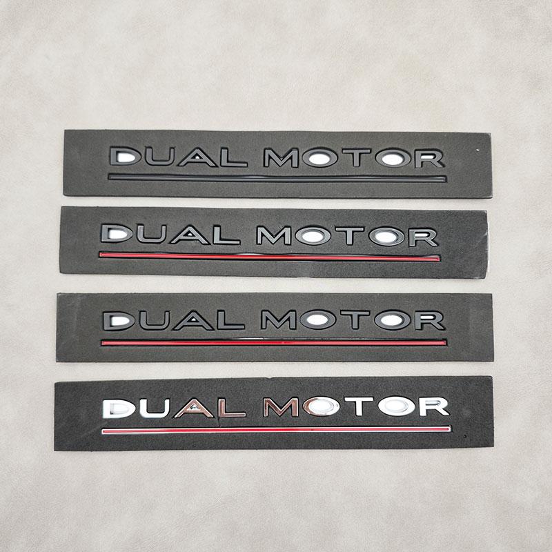 3D Letter Dual Motor Underlined Emblem Badge Car Rear Trunk Decal Sticker for Tesla Model 3 X Y S Decorative Auto Accessories
