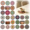 Set of 8 Round Woven Coasters with Holder Thick Heat Resistant Trivets for Kitchen Table Protection and Hot Pot Use Durable Design