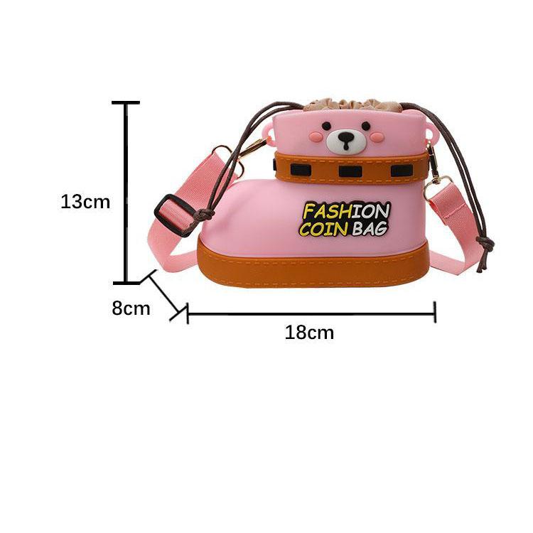 Little Bear Rain Boots Crossbody Bag Parent Child Leisure Shoulder Bag 2025 New Cute and Versatile Silicone Small Bag
