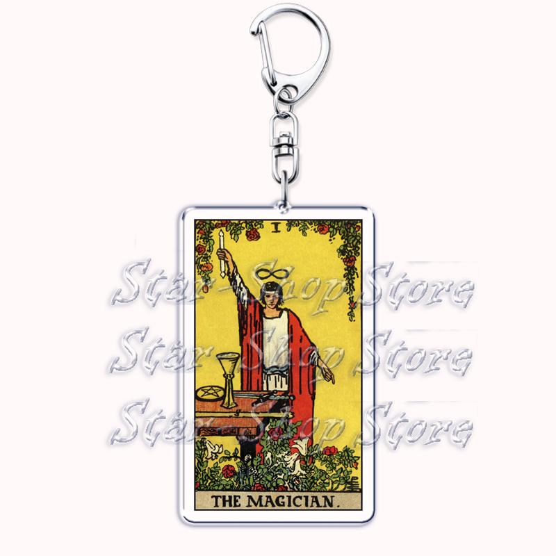Popular Culture Halloween Tarot Card Keychains for Accessories Moon Luna Death Keyring Jewelry Fans Lovers Friends Reader Gifts