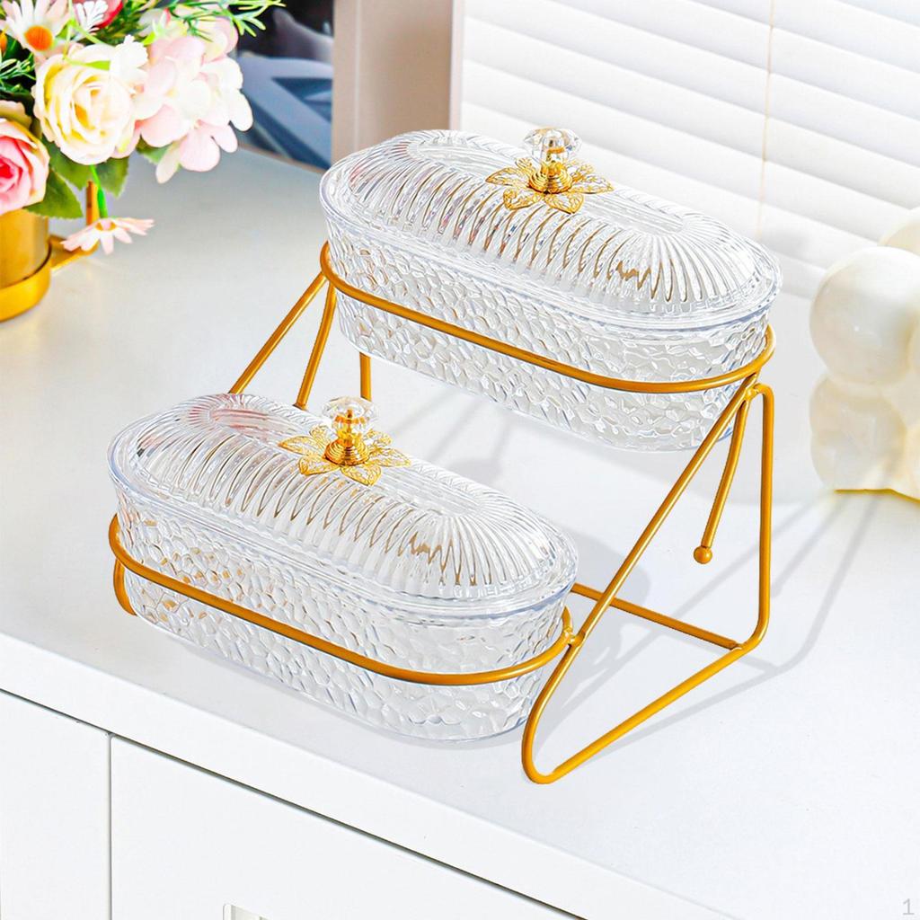 Fruit Basket Appetizer Platter 2 Tier Elegant Countertop Organizer Bowl Tiered Serving Tray