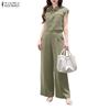 Lässiges zweiteiliges Anzug-Set für Damen mit kurzärmeliger Bluse und Hose