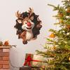 Christmas Stickers 3D Hole Bison Bedroom Sticker Living Room Background Beautification Wall Sticker