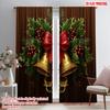 2pcs,2D Plane Printing Contemporary Curtains Christmas Bells Holly Poinsettia (2) Durable 100% Polyester Fabric (without Rod)