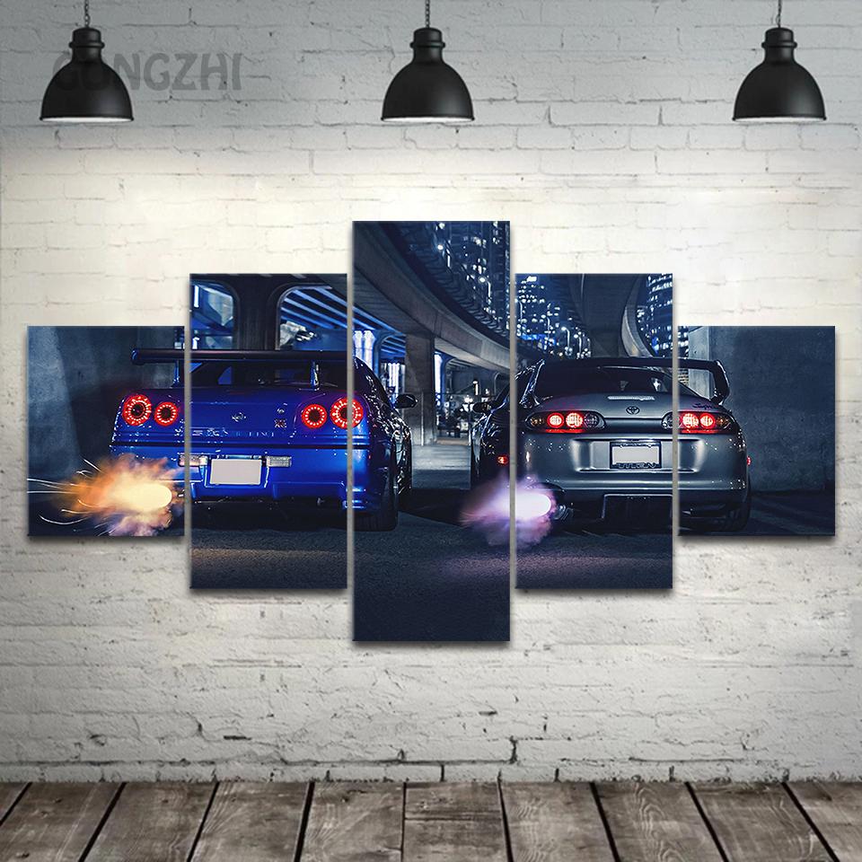 Five-Piece Hd Modular Picture Racing Print Canvas Painting Wall Art Poster Home Decor Living Room Wall Painting Without
