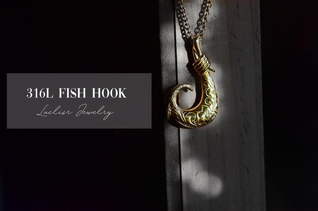 [Lucliss] 316L Hawaiian Jewelry Hawaiian Necklace Fish Hook Surgical Stainless Steel 316L Hypoallergenic Silver