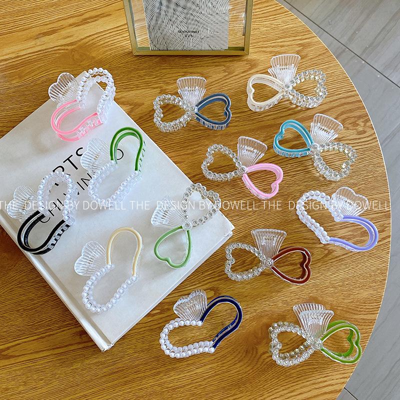 Elegant Fashion Korean Pearl Rhinestone Hair Clip For Women In Heart And Designs Bow