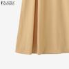 ZANZEA Vintage Women Round Neck Batwing Sleeve Baggy Pleated Casual Long Dress