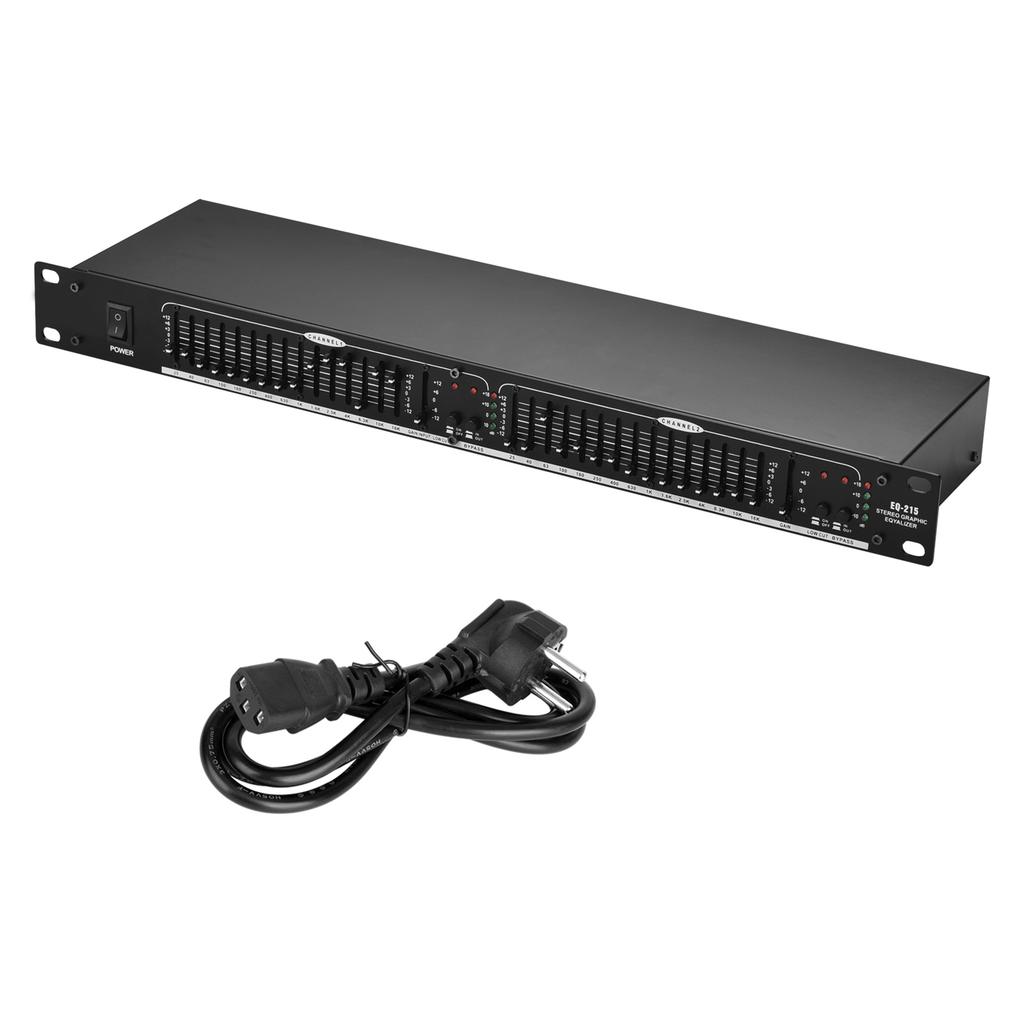 EQ 215 Dual Channel 15 Band Equalizer 1U Rack Mount 2 channel Stereo Graphic Equalizer