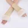 Diamond Shaped Short Gloves for Women Knitted Warm Half-finger Arm Sleeves