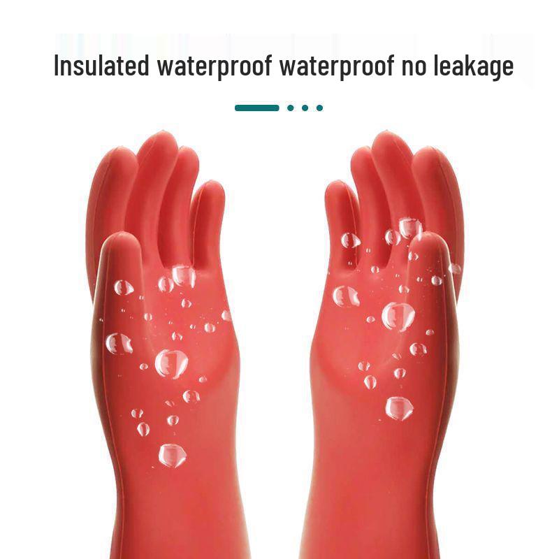 10kV High-Voltage Insulating Gloves for Electricians - Safety, Wear-Resistant, Waterproof, and Anti-Electric Rubber.