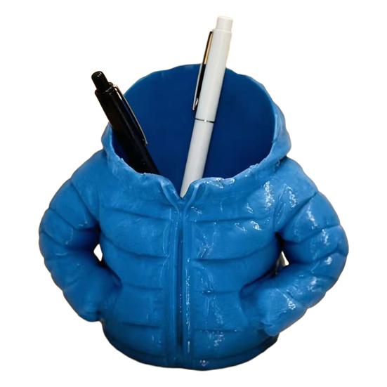 

Пуховик Тримач для ручок Настільний органайзер Компактна скринька для зберігання ручок, олівців, маркерів Креативний аксесуар для шкільного столу Подарунок для учня синій