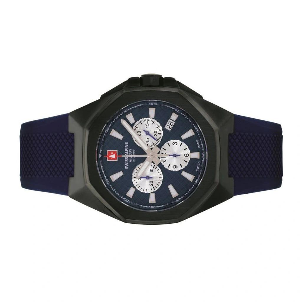 Swiss Alpine Military Typhoon Chrono Polyurethene Strap Blue Dial Quartz 7005.9875 100M Men's Watch