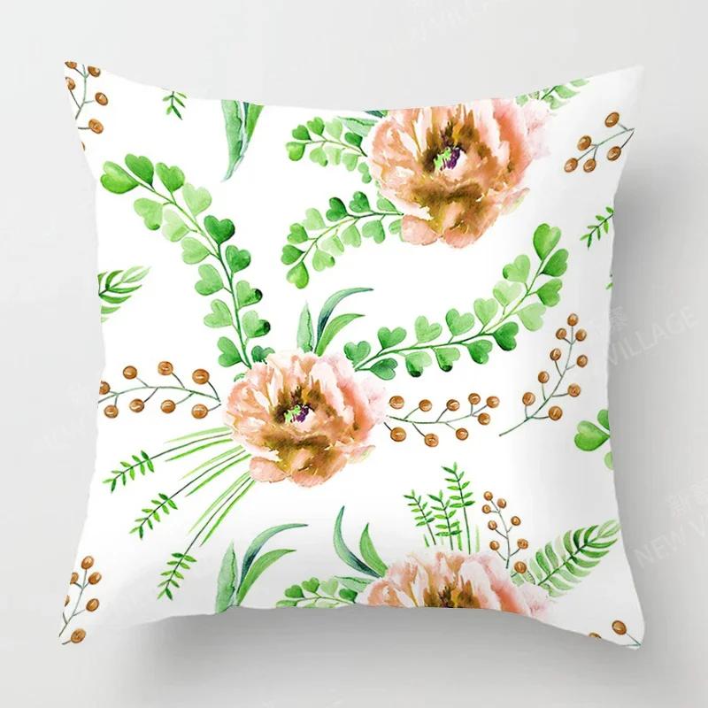 Nordic Fall Home Decor Autumn Throw Pillow Case Sofa Cushion Cover Modern 45X45Cm 45*45 50X50Cm 60X60 40X40Cm Plant Green Leaf
