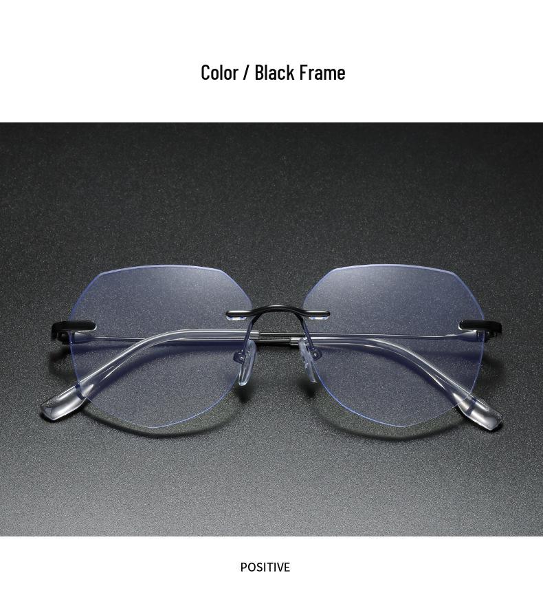 Chic Square Frameless Anti-Blue Light Glasses for Women - Metal Retro Eyewear