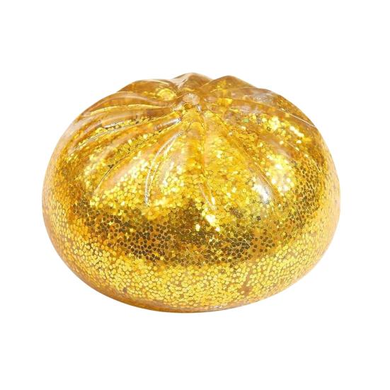 Yousheng 1/4Pcs Clear Glitter Dumpling Squeeze Toy, Soft Steamed Bun Stress Relief Toy, Hand Exercise Relaxation Tool for Kids Adults