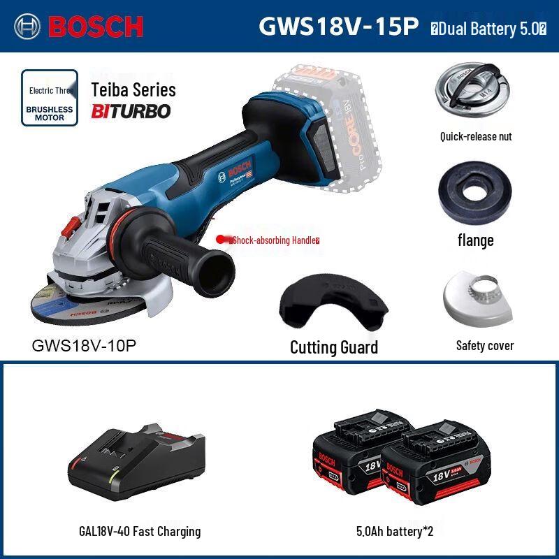 Bosch GWS18V-10P/15P Heavy-Duty Cordless Angle Grinder CN Plug (adapter Included)