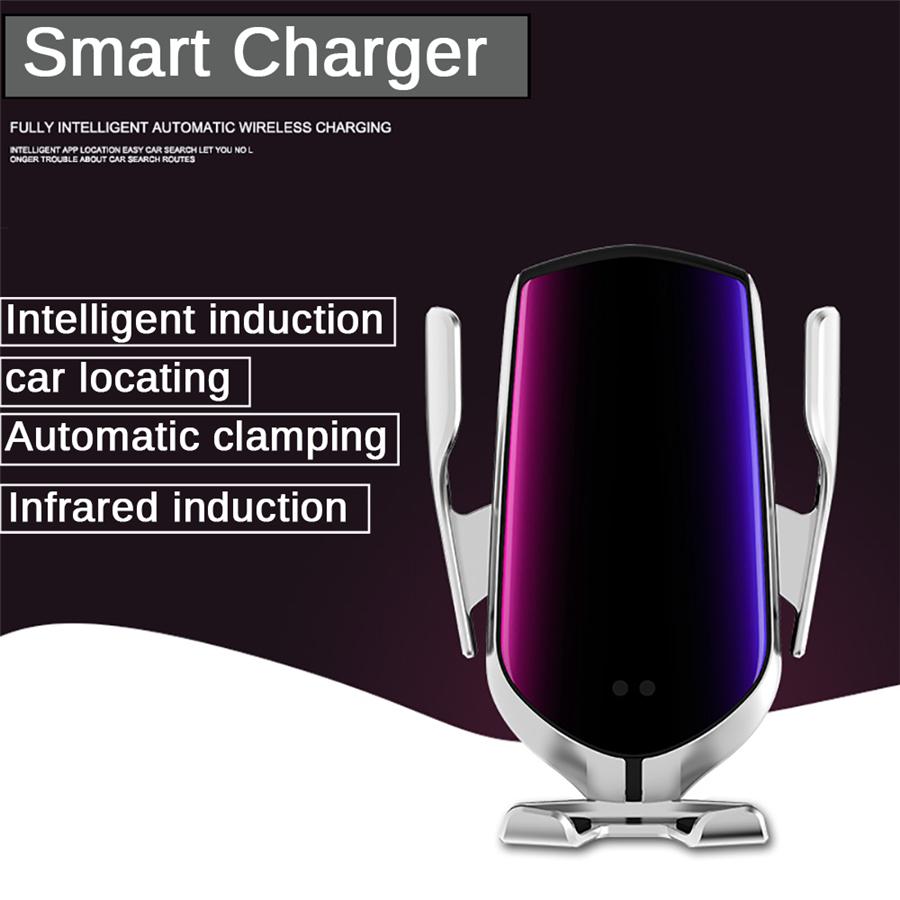 10W Wireless Charger Automatic Clamping Phone Holder GPS APP Positioning Finder