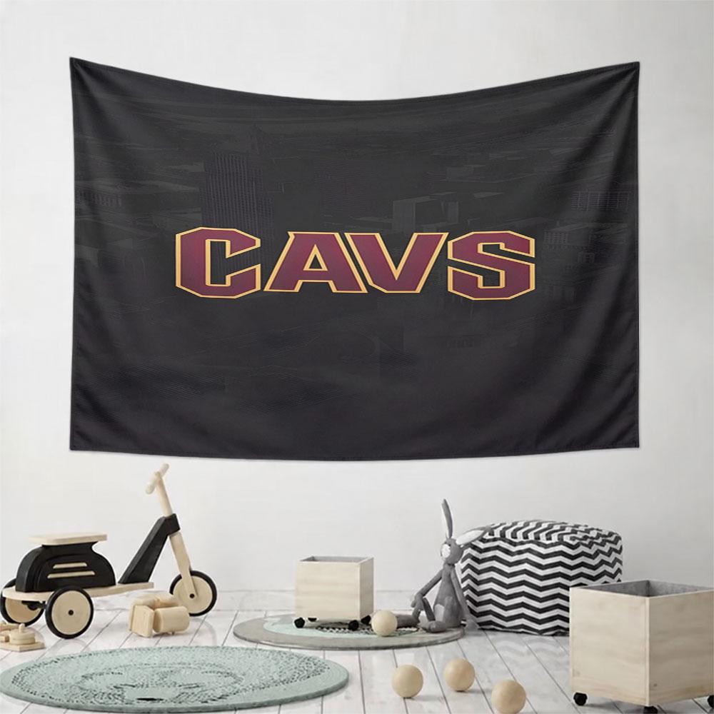 CAVS Logo with Dark Urban Background Pattern Wall Hanging Tapestry Decorative Tapestry Home Decor for Bedroom and Living Room