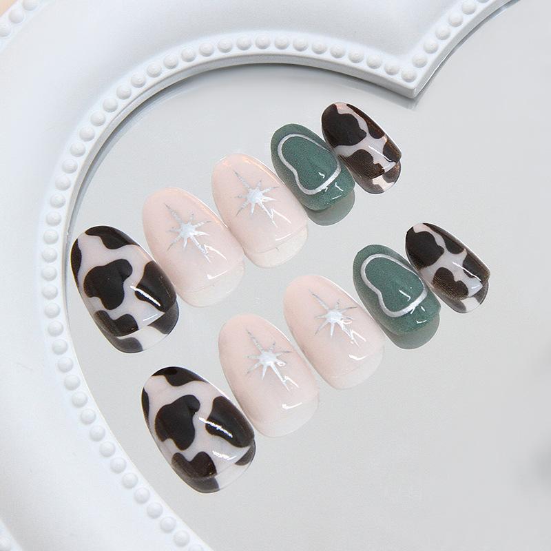 Three-dimensional metallic star light line removable manicure piece 24 pieces press on nails