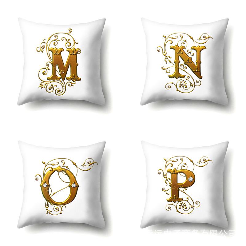 Polyester Pillow Case Car Decoration Home 26 English Letters Printed Car Waist Cushion Pillow Case