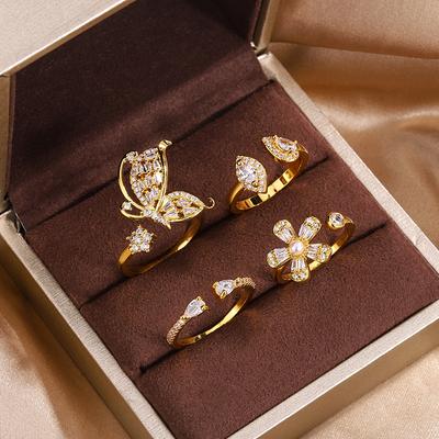 High Quality Women's Ring Fashion Opening Adjustable Butterfly Flower Jewelry Anniversary Gift Fashion Party Jewelry Anniversary Gift