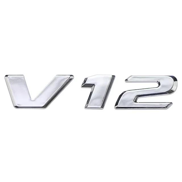 3d Chrome Black V12 Logo Letters Car Fender Emblem For Mercedes Benz Coil W220 CL 500 CL600 S600 V12 Badge Sticker Accessories