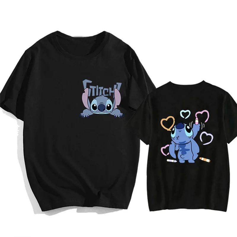 Hip Hop Shirt EU Size Unisex Disney Lilo Stitch Cartoon T Shirt Stitch Cute Unisexga Tshirt Yk Graphic Tshirt Top Tees Clothes