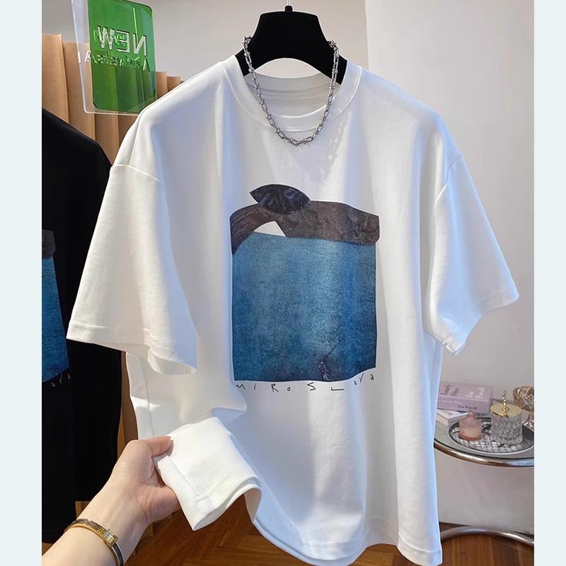 Summer pure cotton Casual oversized T Shirt Women's Streetwear Harajuku cartoon Short Sleeve T-shirts for Women Y2k Tops UNISEX
