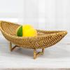 PP Fruit and Snack Serving Basket Faux Rattan Woven with Legs Brown