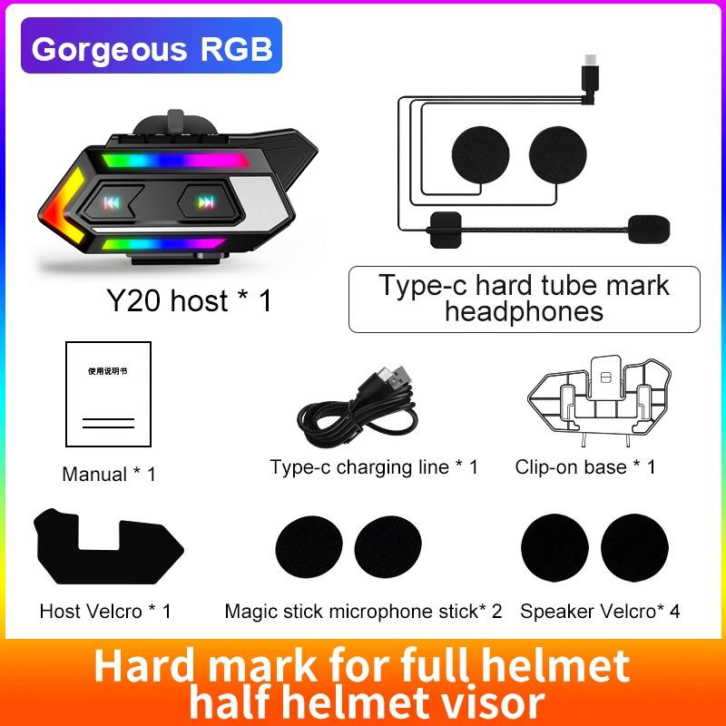 C10 Motorcycle Helmet Bluetooth Headset BT5.4 Handsfree Call Wireless Noise Reduction Waterproof Headphone with RGB Light