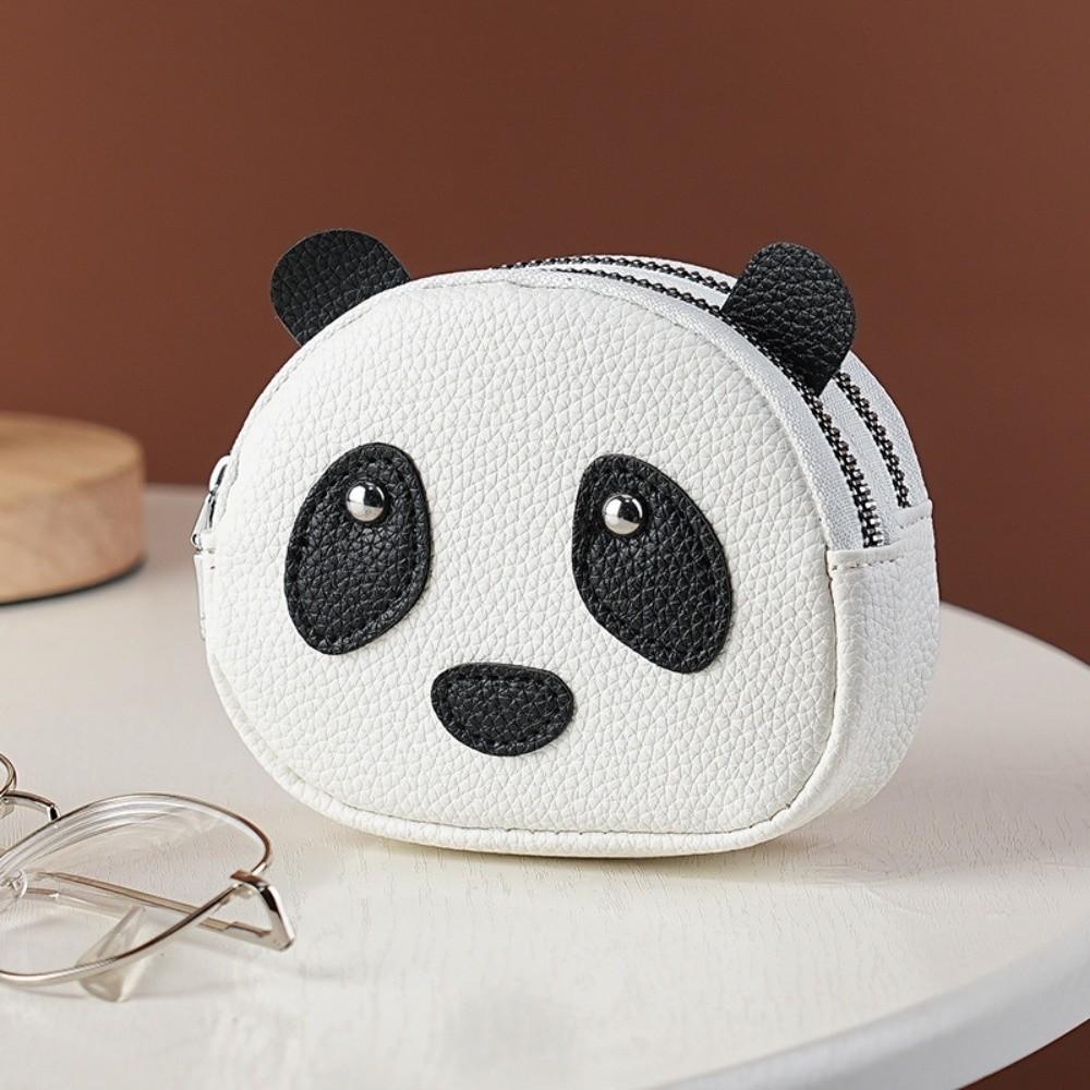 Creative Double Layer Coin Purse Portable Multifunctional Mini Card Holder Zipper Panda Shape Zipper Wallet белый
