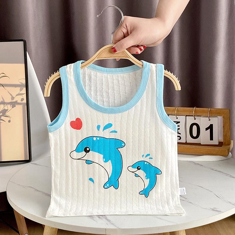 Children's Pure Cotton Vest Cartoon Girls' Summer Thin Suspender Boys' Pure Cotton Vest Baby Sleeveless Backing Vest