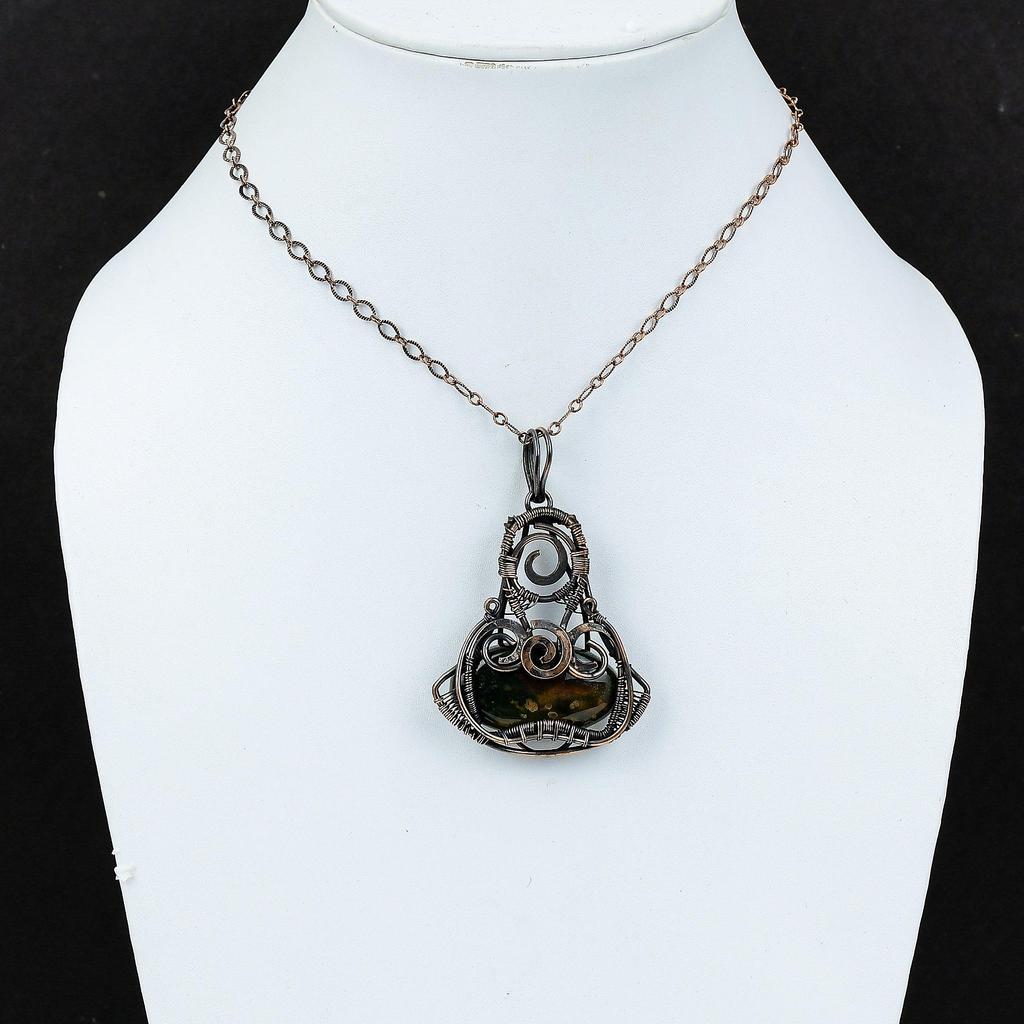 Pandantiv Piatra Sângelui Pandantiv Înfășurat în Sârmă de Cupru Pandantiv Handmade Bijuterii Piatra Sângelui Pandantiv Piatră Prețioasă Reală Cadou de Logodnă Bijuterii din Sârmă de Cupru