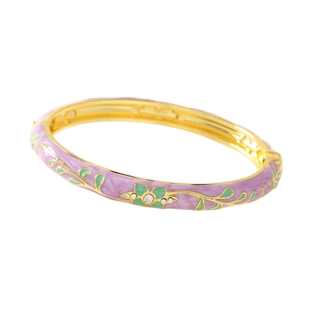 Enamel Vintage Cloisonne Bangle Traditional Butterfly Floral Chinese Flower Bangle Vintage Chinese Women's Hand Bracelet