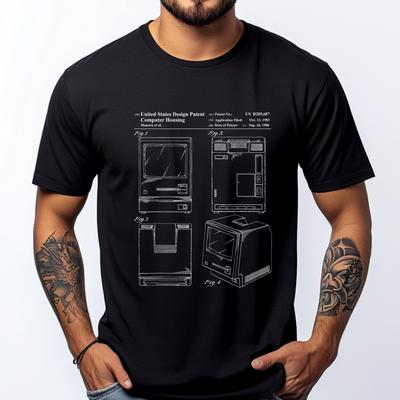 Tech Nerd Personal Computer Patent Drawing Cotton Graphic Tees Oversize Man