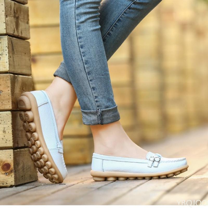 Fashion Autumn winter new white shoes casual flat heels breathable comfortable for middle-aged elderly people women's flat shoes