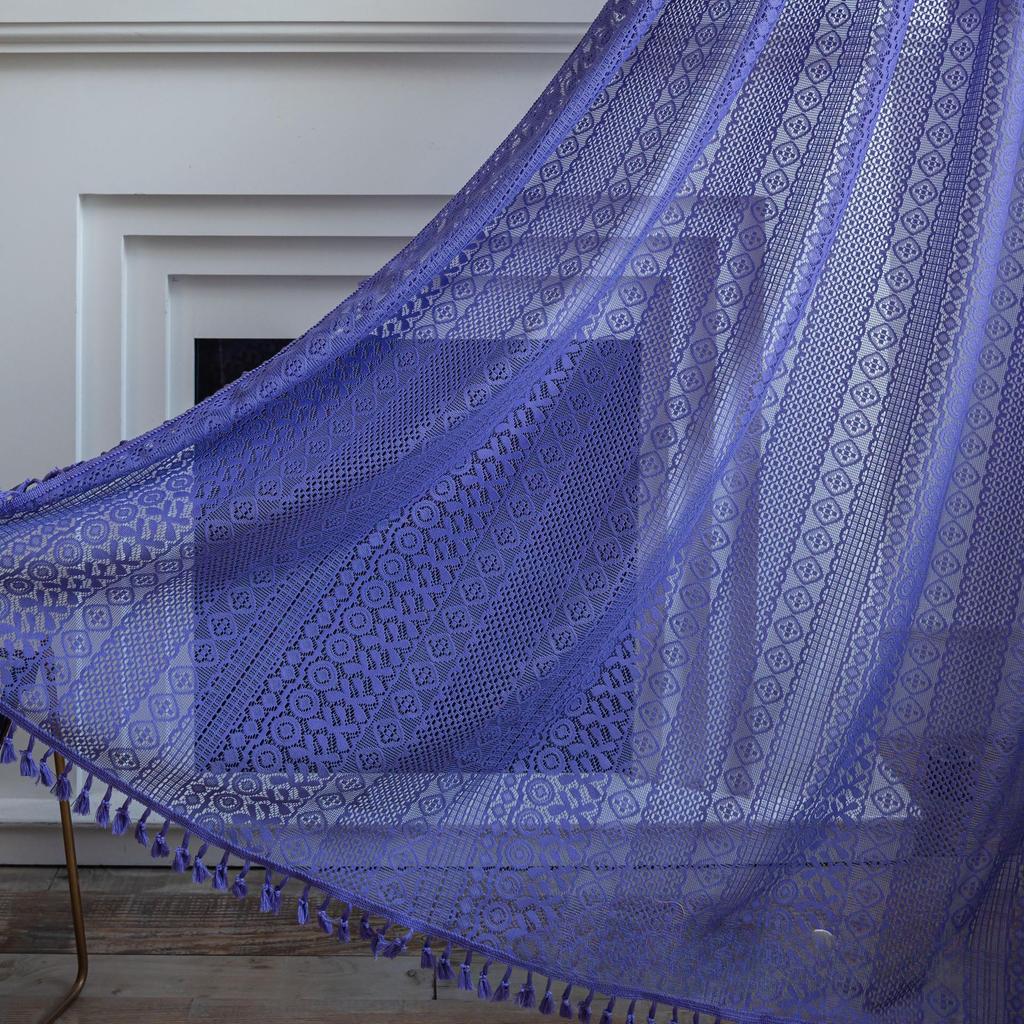 1PC Brocade Cotton Warp Knitted Craft Curtain with Tassels for Living Room Bedroom Home Decor
