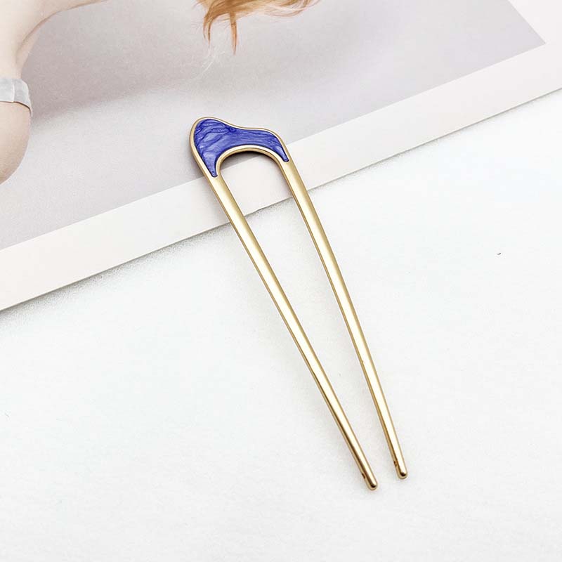 Mode Luxus Silber Gold Farbe Elegant Muschel Emaille Haarnadel für Frauen Metall U-Form Haarstab Haarschmuck Accessoires Schmuck