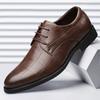 New Checkered Suit Leather Shoes Fashion Business Dress Large Size Men's Shoes Versatile Texture Solid Color Men's Wedding Shoes