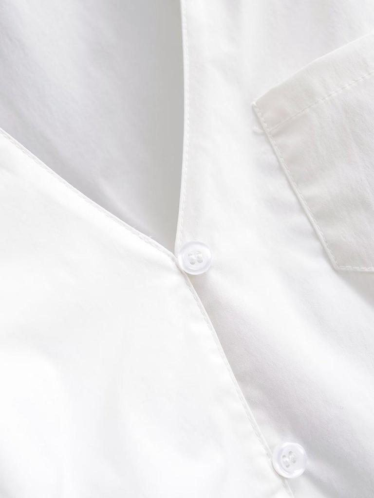 White V-Neck Slim-Fit Women's Sexy Short-Sleeved Shirt