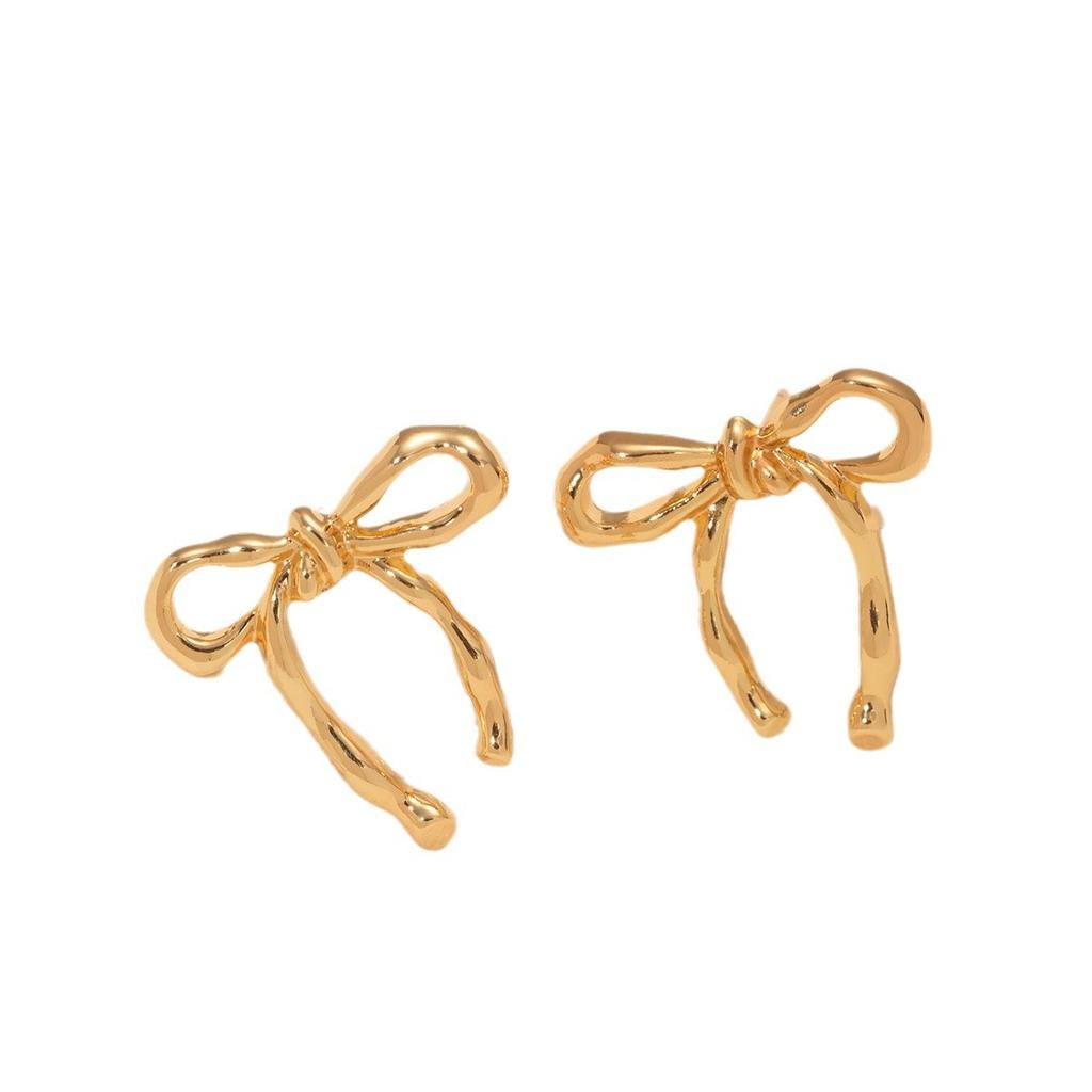 Simple And Stylish Gold Bow Earrings, Showcasing The Temperament Of Women'S Earrings