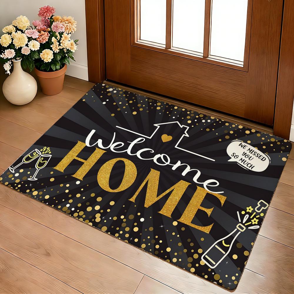 Sweet Home Welcome Floor Mat Cozy Flannel Soft Thick Non-Slip Mat For Living Room Bedroom Kitchen Decor Rugs