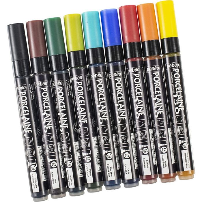 Porcelain Markers - Pébéo - P150 - 9 Pcs - 1.2 Mm Tip - Mixed