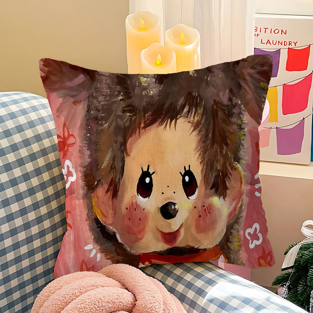 Anime M-Monchhichi Personalizovaný povlak na polštář Dětský pokoj Divoká párty Dekorace Povlak na polštář Dětské narozeniny Sprchový dárek