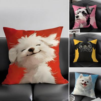 Dog Cute Cushion Cover Pillowcase Ultra Soft Skin Friendly Fabric Cloud Like Comfort Concealed Zipper